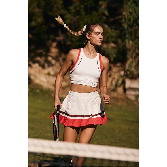 Free People Movement Top Spin Racerback Tank Top in Racer Red Combo - Picture 1 of 11